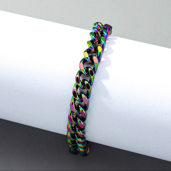 Any 2/$20! Rainbow Clasp Chain Unisex Bracelet - Picture 5 of 8